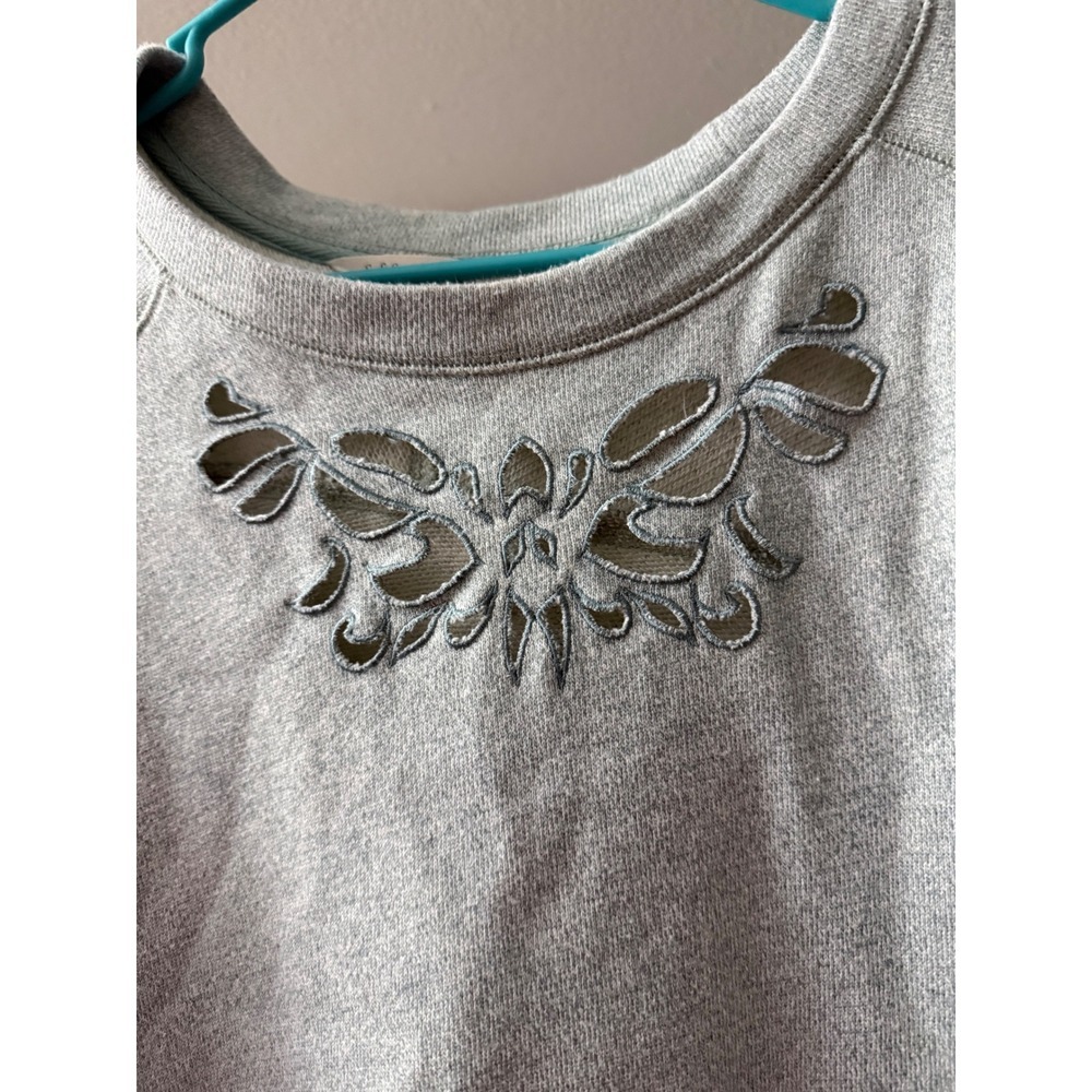 Soft Surroundings Urban Chic sweatshirt cutout design zipper accents Blue Gray L - Picture 2 of 5